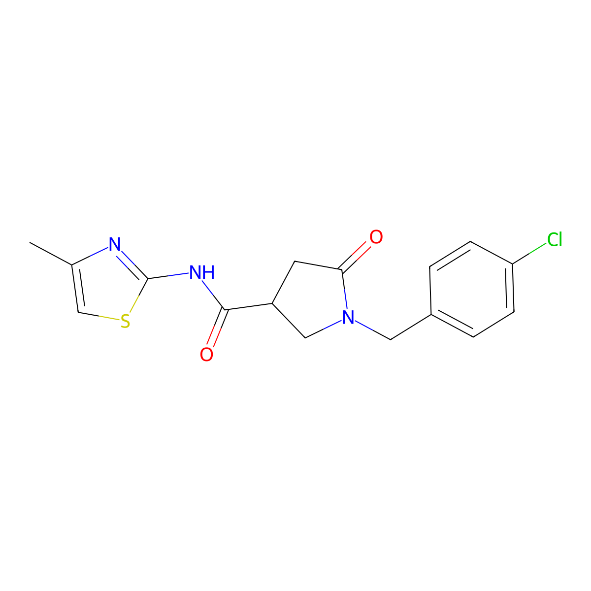 1-(4-chlorobenzyl)-N-[(2Z)-4-methyl-1,3-thiazol-2(3H)-ylidene]-5-oxopyrrolidine-3-carboxamide molecular structure, CAS 1081129-86-3