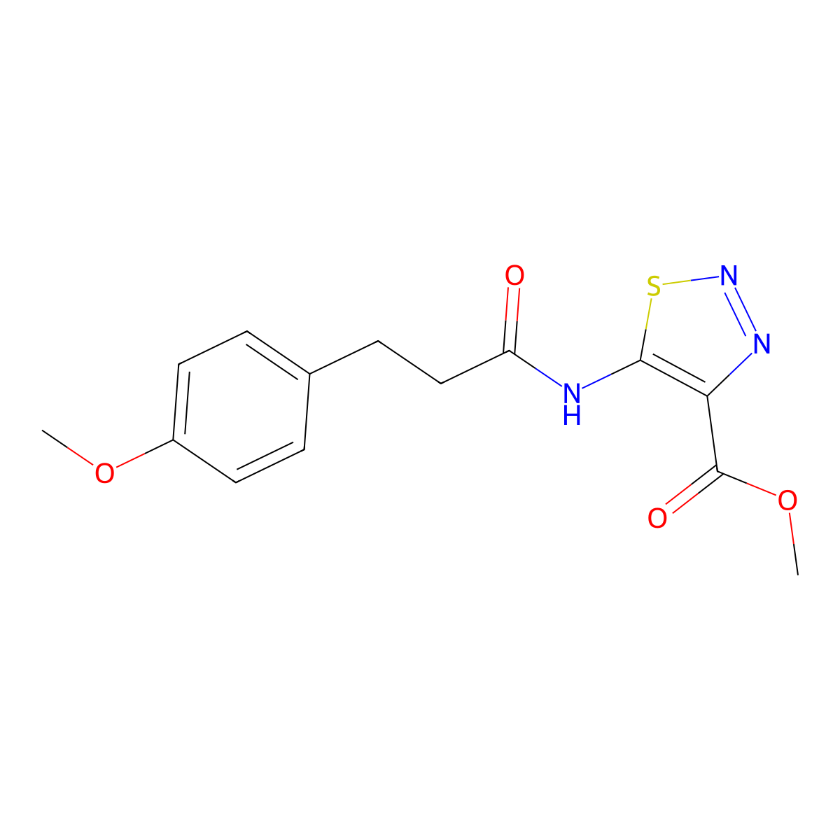 Methyl 5-{[3-(4-methoxyphenyl)propanoyl]amino}-1,2,3-thiadiazole-4-carboxylate molecular structure, CAS 1081129-92-1