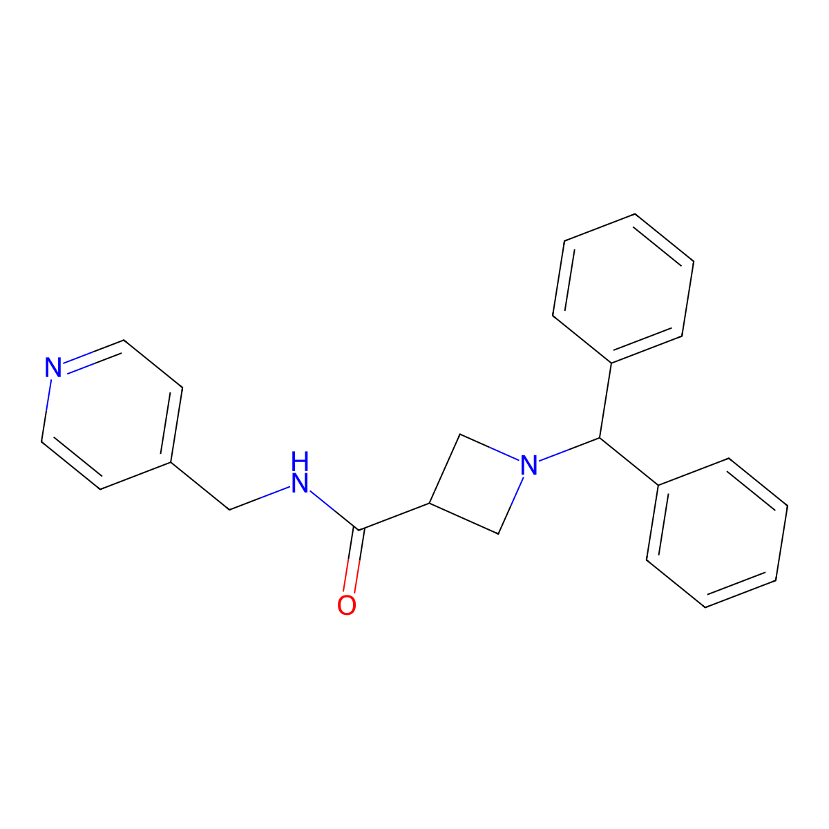 1-benzhydryl-N-(pyridin-4-ylmethyl)azetidine-3-carboxamide molecular structure, CAS 1081130-22-4