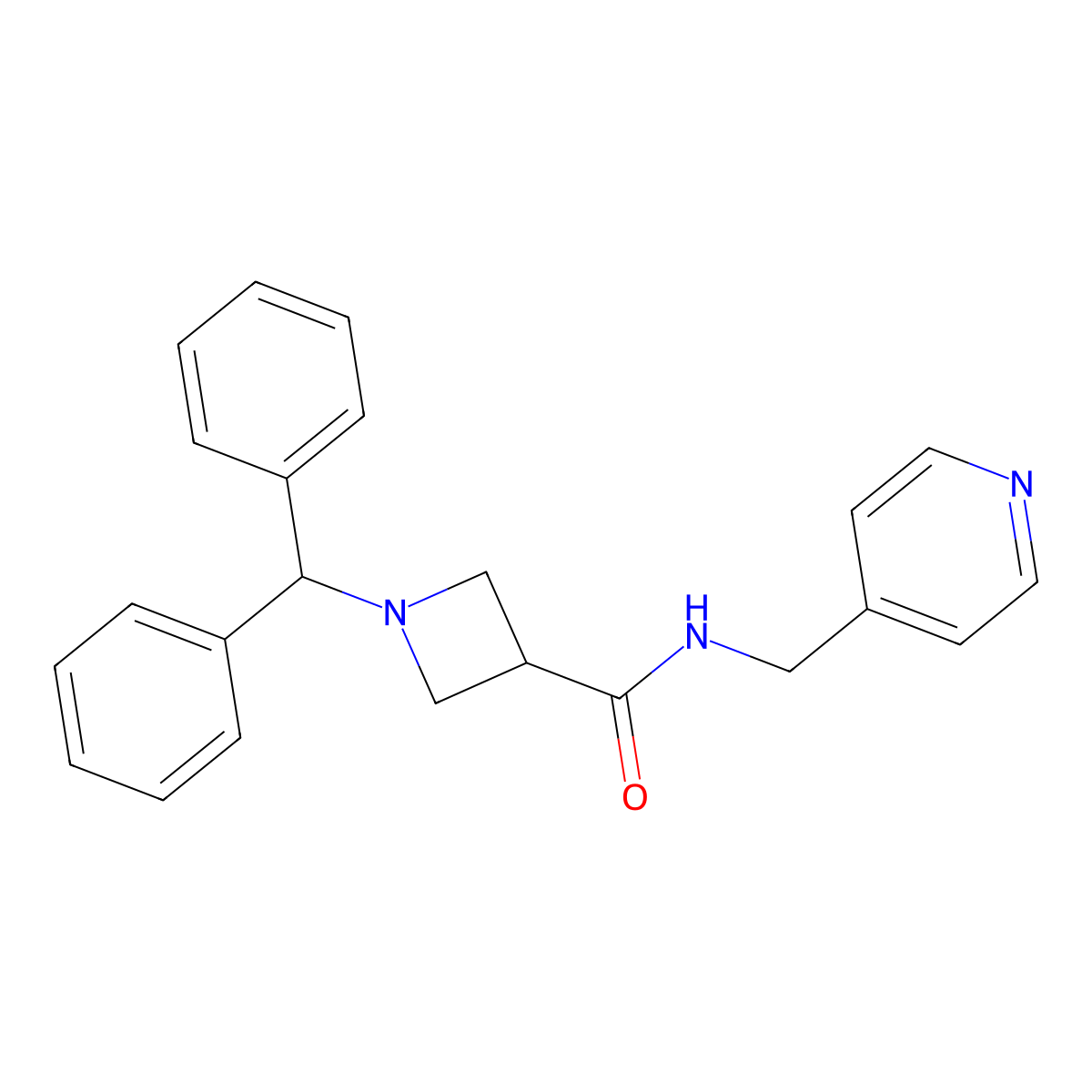1-benzhydryl-N-(pyridin-4-ylmethyl)azetidine-3-carboxamide molecular structure, CAS 1081130-22-4