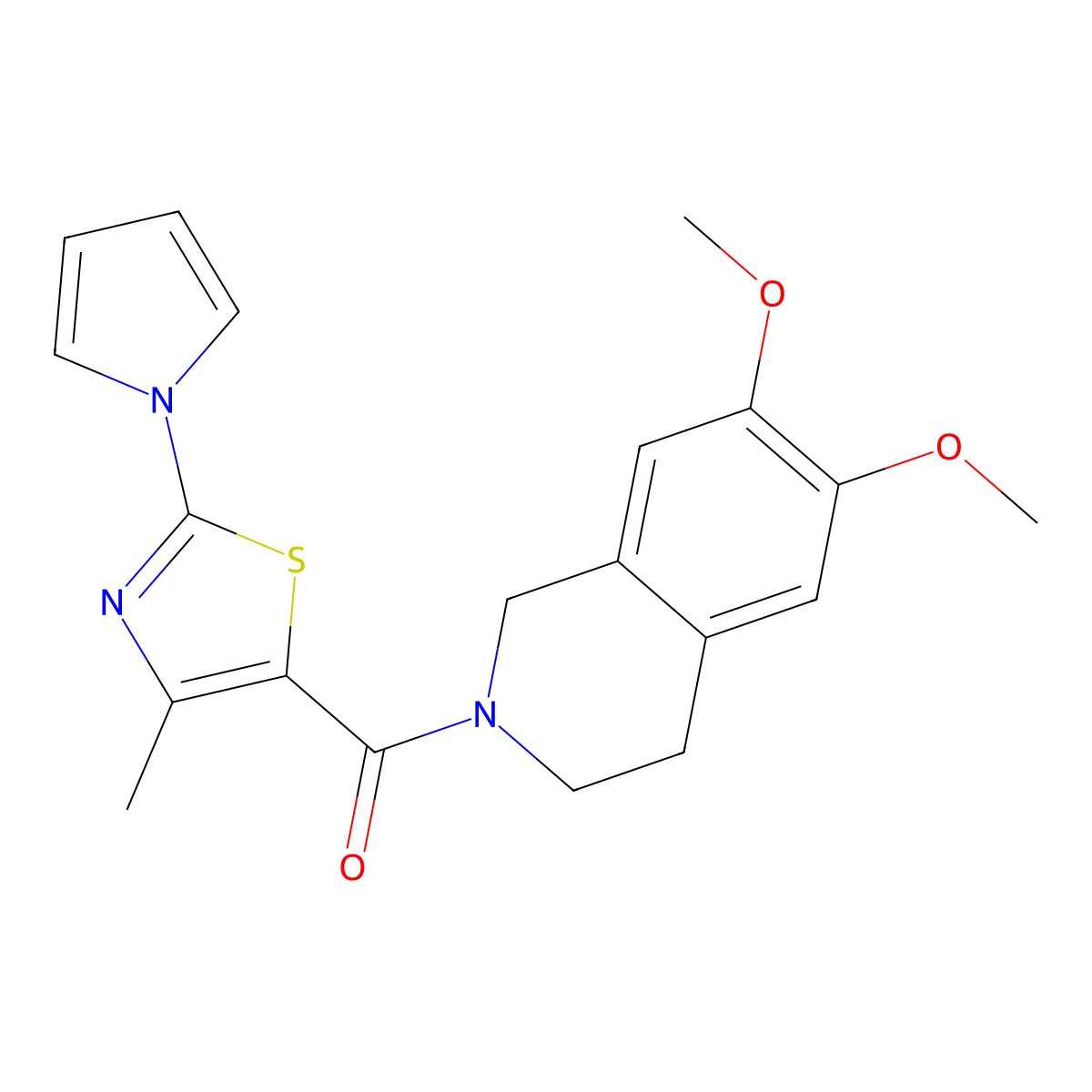 (6,7-dimethoxy-3,4-dihydroisoquinolin-2(1H)-yl)[4-methyl-2-(1H-pyrrol-1-yl)-1,3-thiazol-5-yl]methanone molecular structure, CAS 1081130-30-4