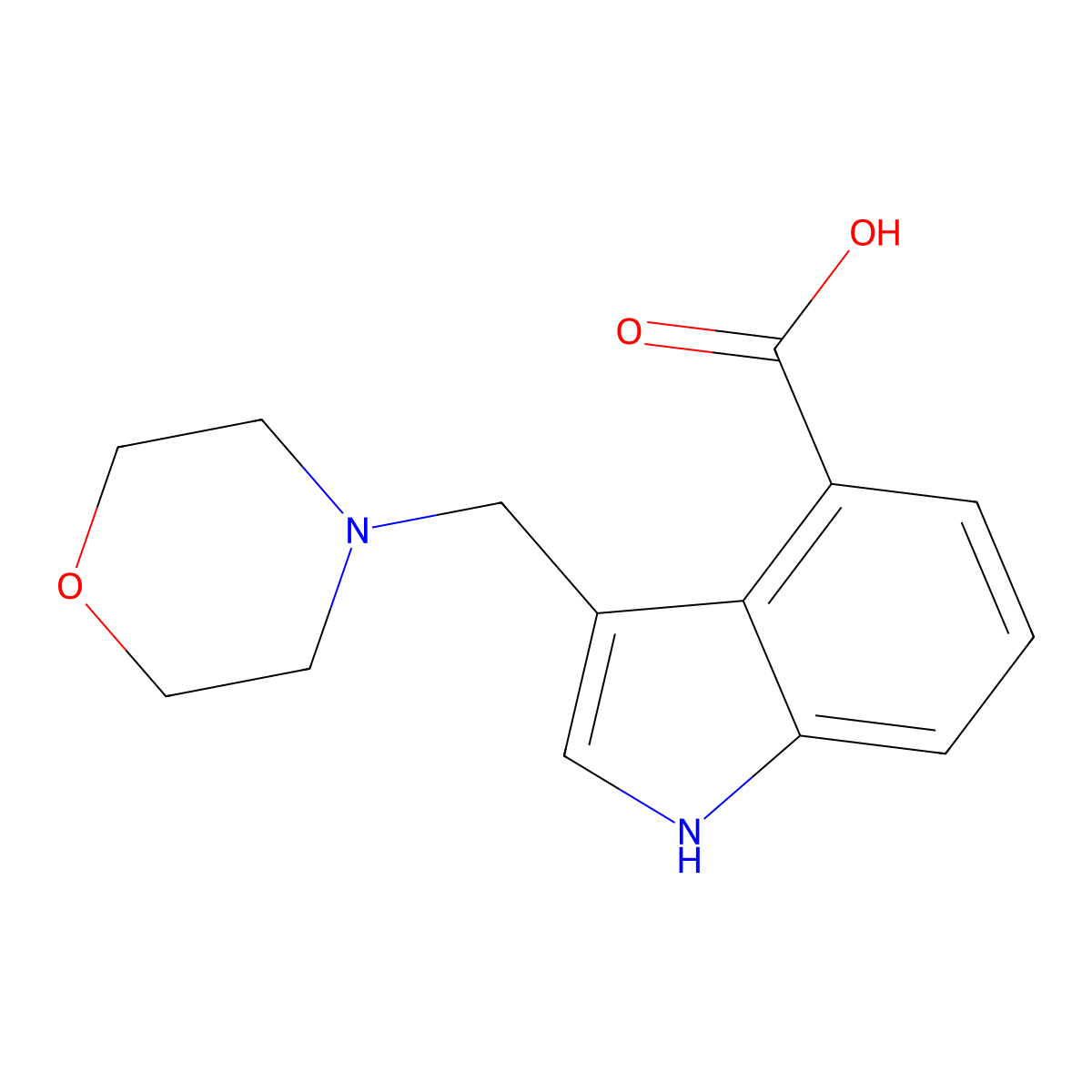 3-(morpholinomethyl)-1H-indole-4-carboxylic acid molecular structure, CAS 1081130-47-3