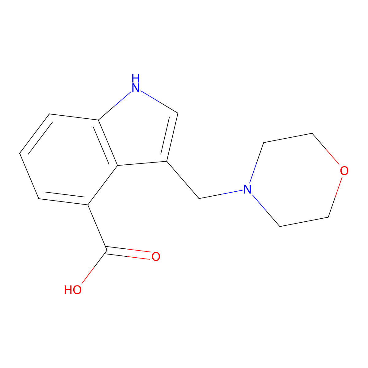 3-(morpholinomethyl)-1H-indole-4-carboxylic acid molecular structure, CAS 1081130-47-3