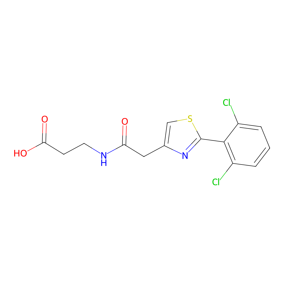 N-{[2-(2,6-dichlorophenyl)-1,3-thiazol-4-yl]acetyl}-beta-alanine molecular structure, CAS 1081130-52-0