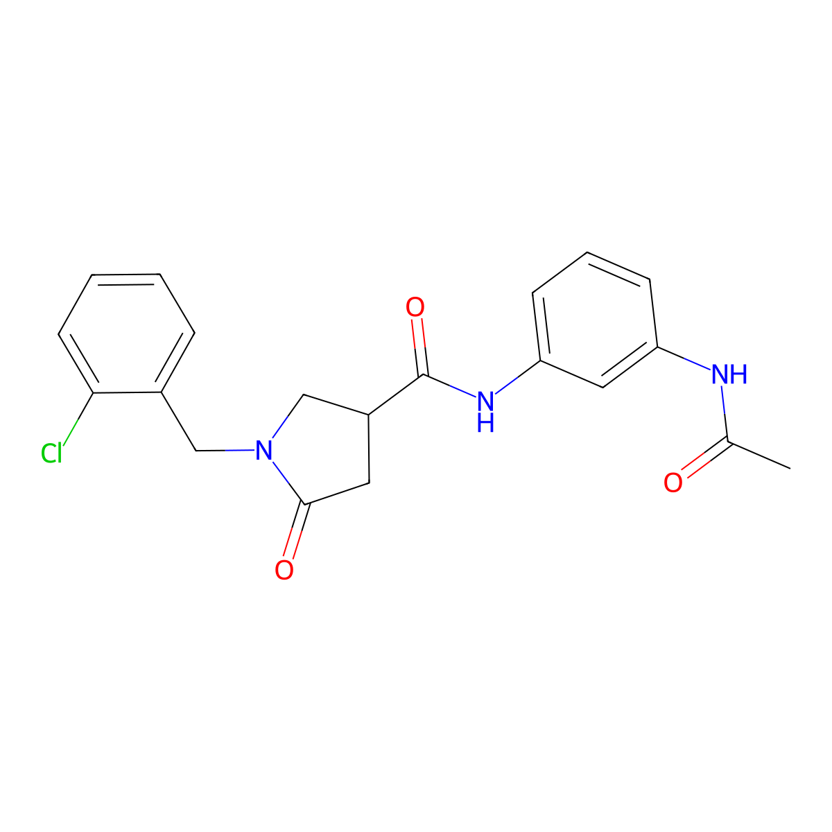 N-[3-(acetylamino)phenyl]-1-(2-chlorobenzyl)-5-oxopyrrolidine-3-carboxamide molecular structure, CAS 1081130-60-0