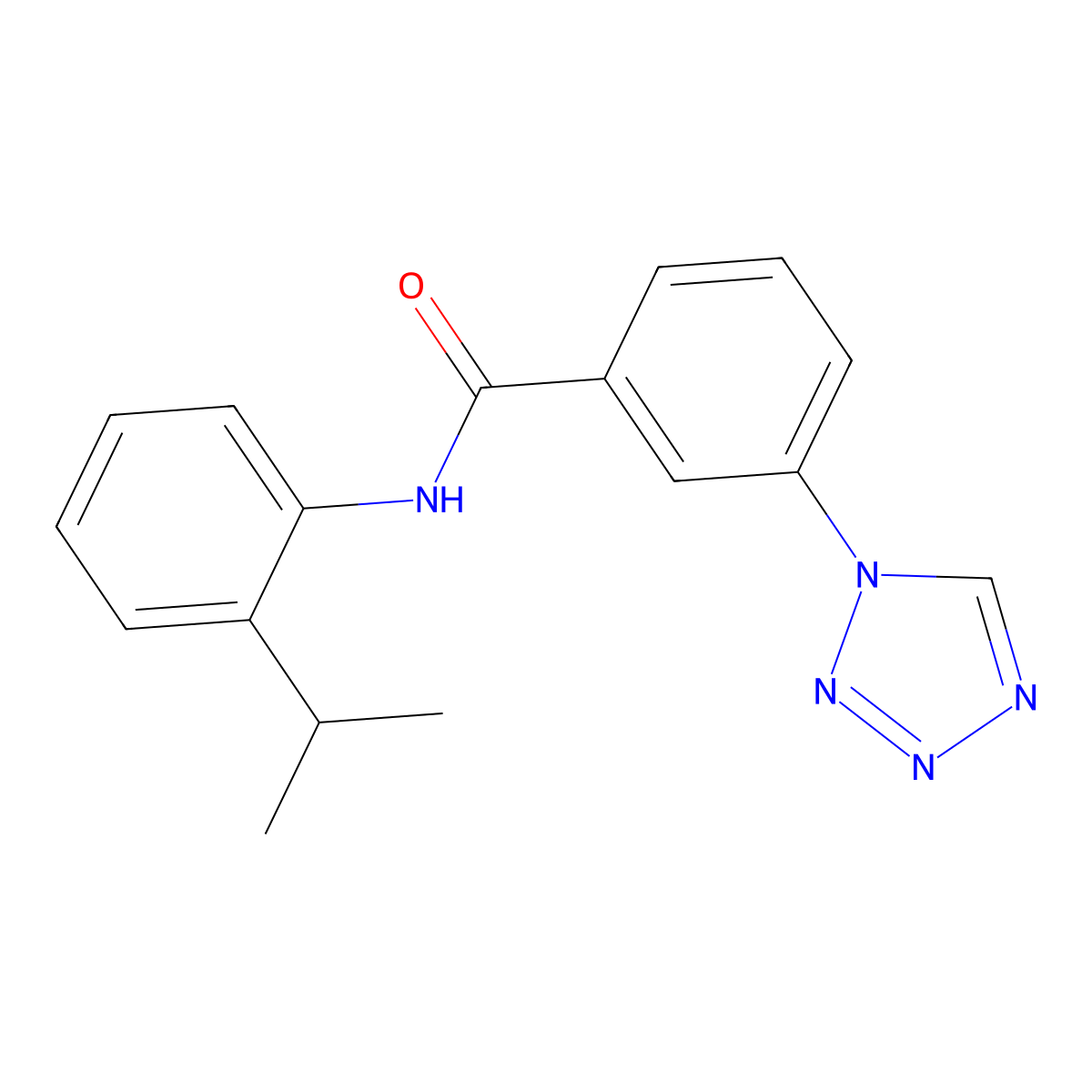 N-[2-(propan-2-yl)phenyl]-3-(1H-tetrazol-1-yl)benzamide molecular structure, CAS 1081130-64-4