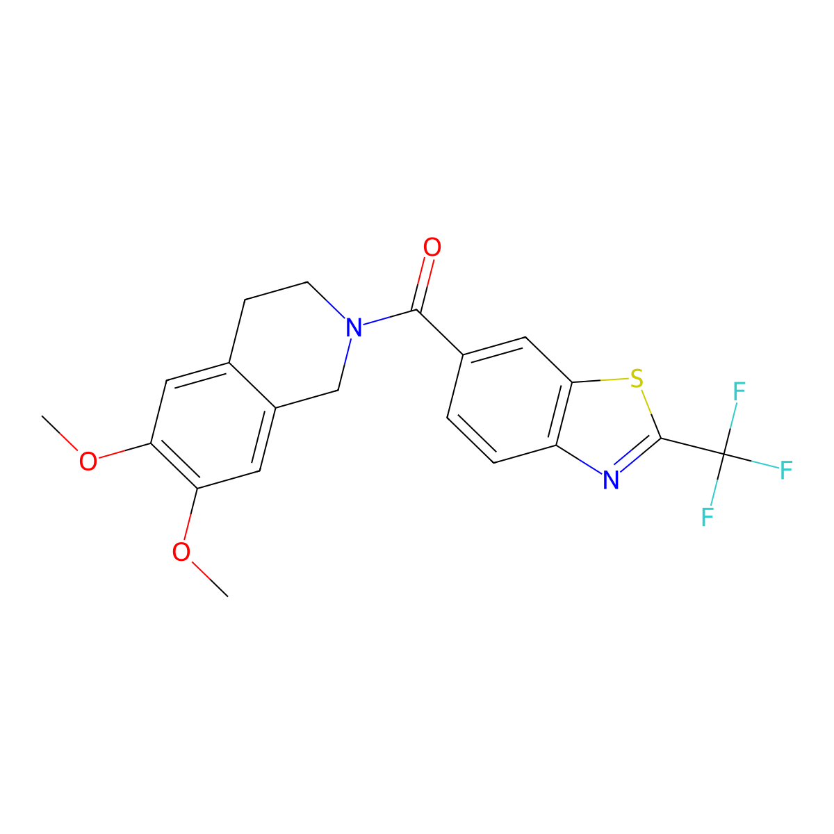 (6,7-dimethoxy-3,4-dihydroisoquinolin-2(1H)-yl)[2-(trifluoromethyl)-1,3-benzothiazol-6-yl]methanone molecular structure, CAS 1081130-66-6