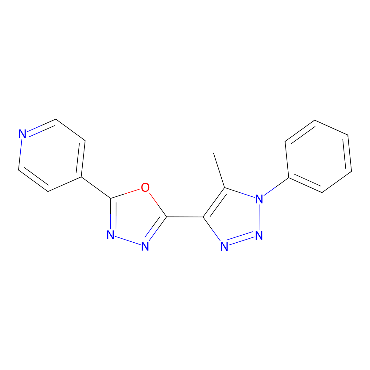 4-[5-(5-methyl-1-phenyl-1H-1,2,3-triazol-4-yl)-1,3,4-oxadiazol-2-yl]pyridine molecular structure, CAS 1081130-67-7
