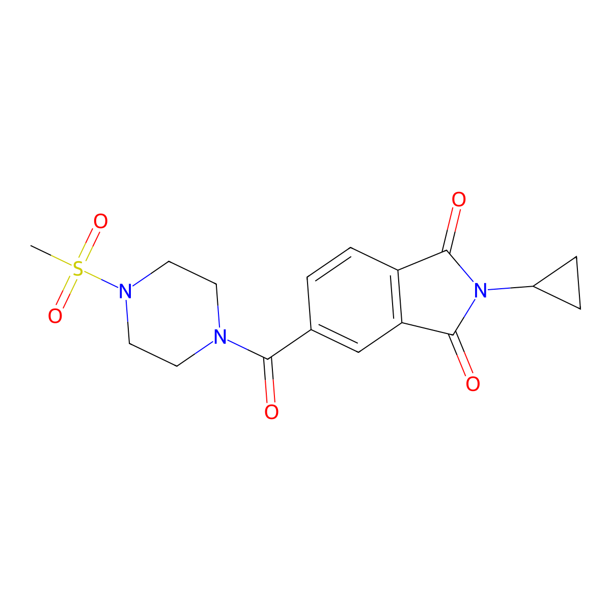 2-cyclopropyl-5-{[4-(methylsulfonyl)piperazin-1-yl]carbonyl}-1H-isoindole-1,3(2H)-dione molecular structure, CAS 1081130-95-1