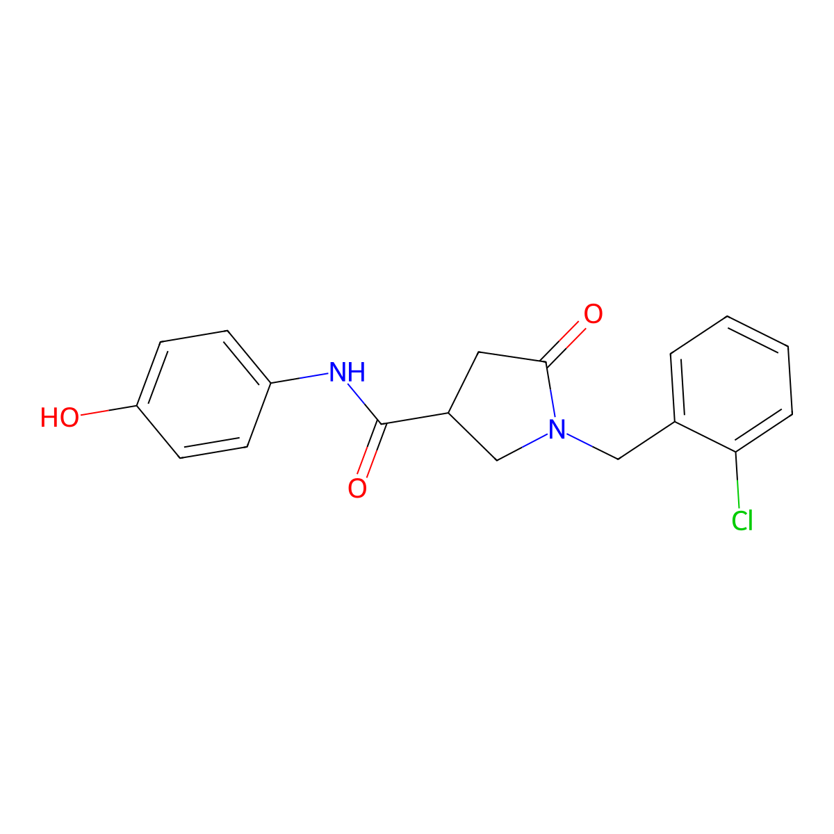 1-(2-chlorobenzyl)-N-(4-hydroxyphenyl)-5-oxopyrrolidine-3-carboxamide molecular structure, CAS 1081130-96-2