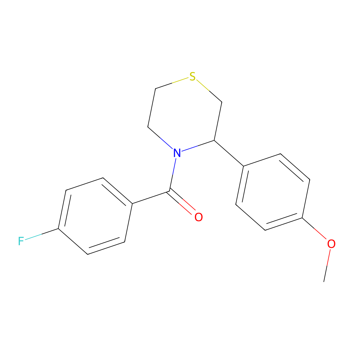 (4-Fluorophenyl)[3-(4-methoxyphenyl)thiomorpholin-4-yl]methanone molecular structure, CAS 1081131-02-3