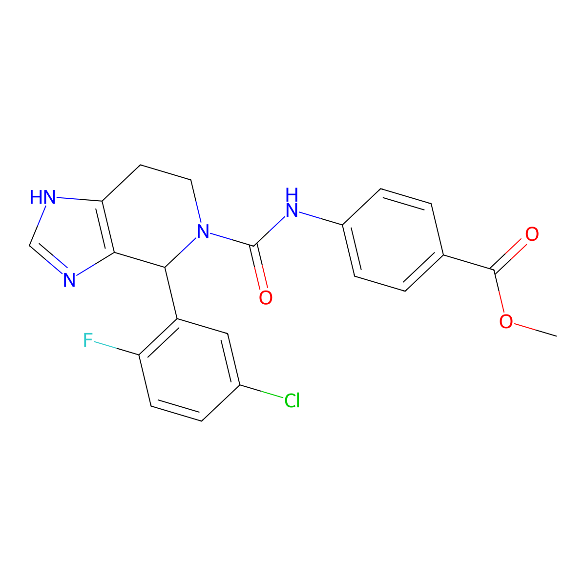 methyl 4-({[4-(5-chloro-2-fluorophenyl)-1,4,6,7-tetrahydro-5H-imidazo[4,5-c]pyridin-5-yl]carbonyl}amino)benzoate molecular structure, CAS 1081131-04-5