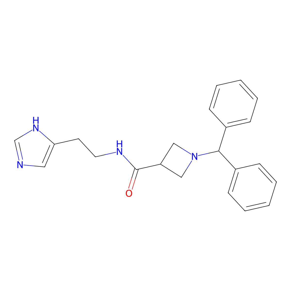 1-benzhydryl-N-[2-(1H-imidazol-4-yl)ethyl]-3-azetanecarboxamide molecular structure, CAS 1081131-15-8
