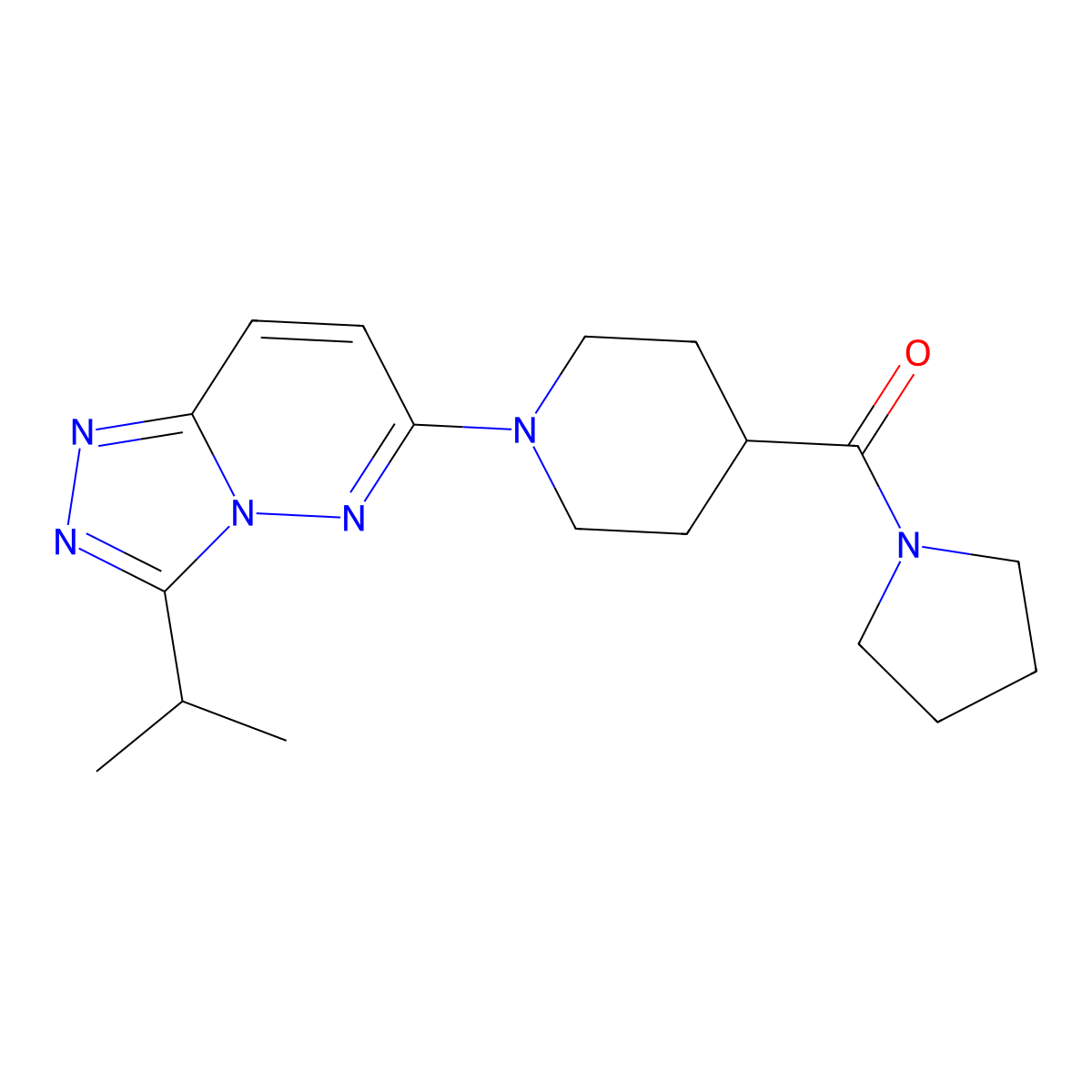 {1-[3-(Propan-2-yl)[1,2,4]triazolo[4,3-b]pyridazin-6-yl]piperidin-4-yl}(pyrrolidin-1-yl)methanone molecular structure, CAS 1081131-29-4