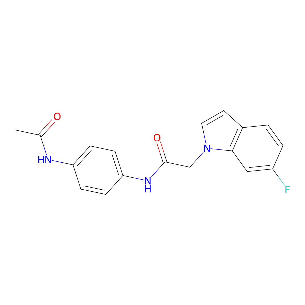 N-[4-(acetylamino)phenyl]-2-(6-fluoro-1H-indol-1-yl)acetamide molecular structure, CAS 1081131-48-7