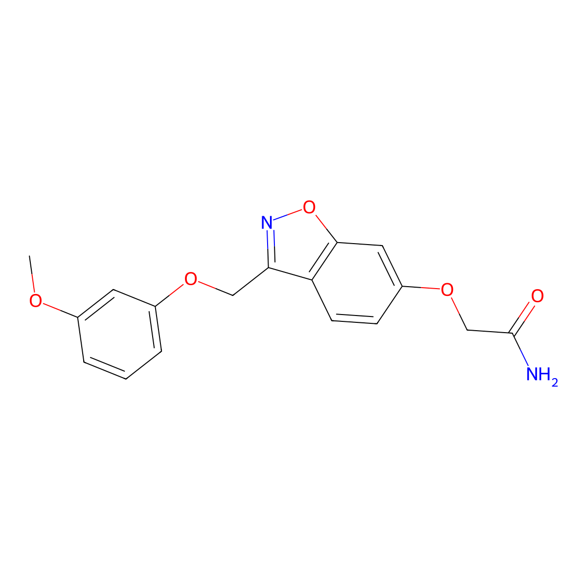 2-({3-[(3-Methoxyphenoxy)methyl]-1,2-benzoxazol-6-yl}oxy)acetamide molecular structure, CAS 1081131-50-1