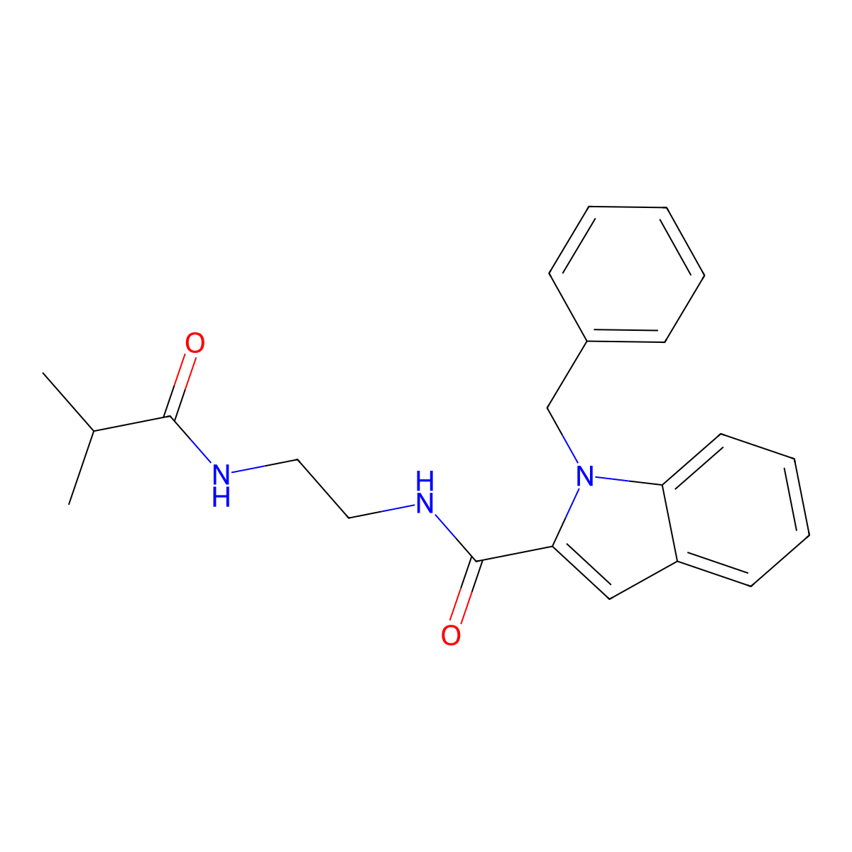 1-benzyl-N-{2-[(2-methylpropanoyl)amino]ethyl}-1H-indole-2-carboxamide molecular structure, CAS 1081131-84-1