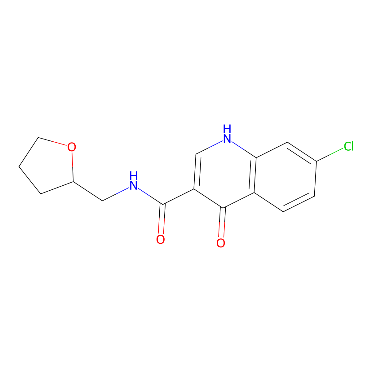 7-chloro-4-oxo-N-(tetrahydrofuran-2-ylmethyl)-1,4-dihydroquinoline-3-carboxamide molecular structure, CAS 1081131-90-9