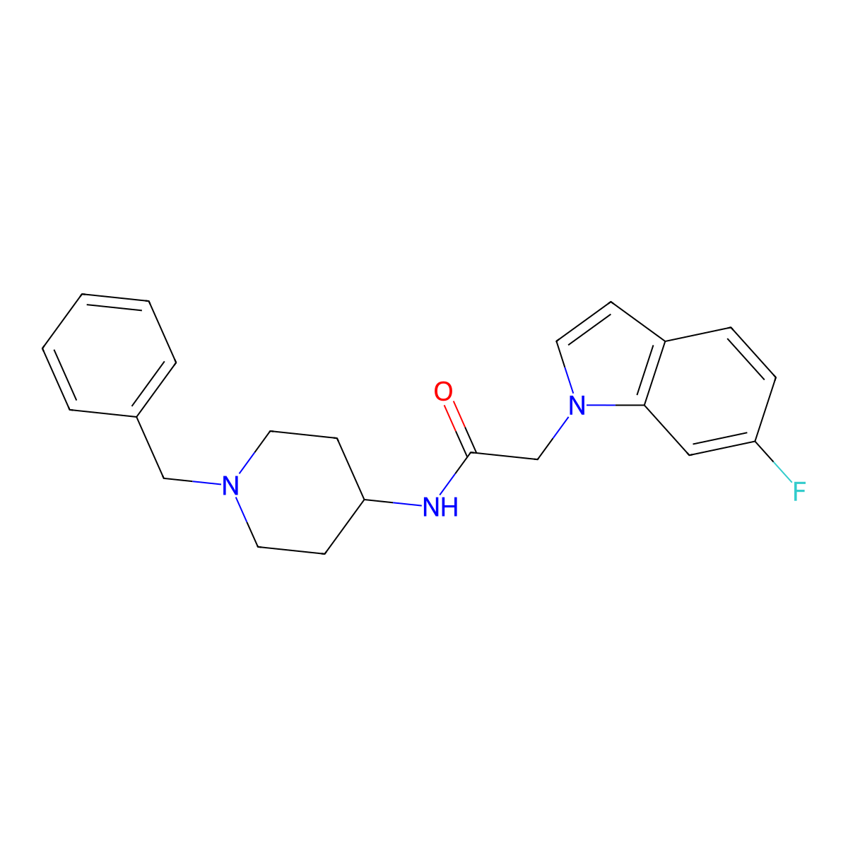 N-(1-benzylpiperidin-4-yl)-2-(6-fluoro-1H-indol-1-yl)acetamide molecular structure, CAS 1081132-05-9