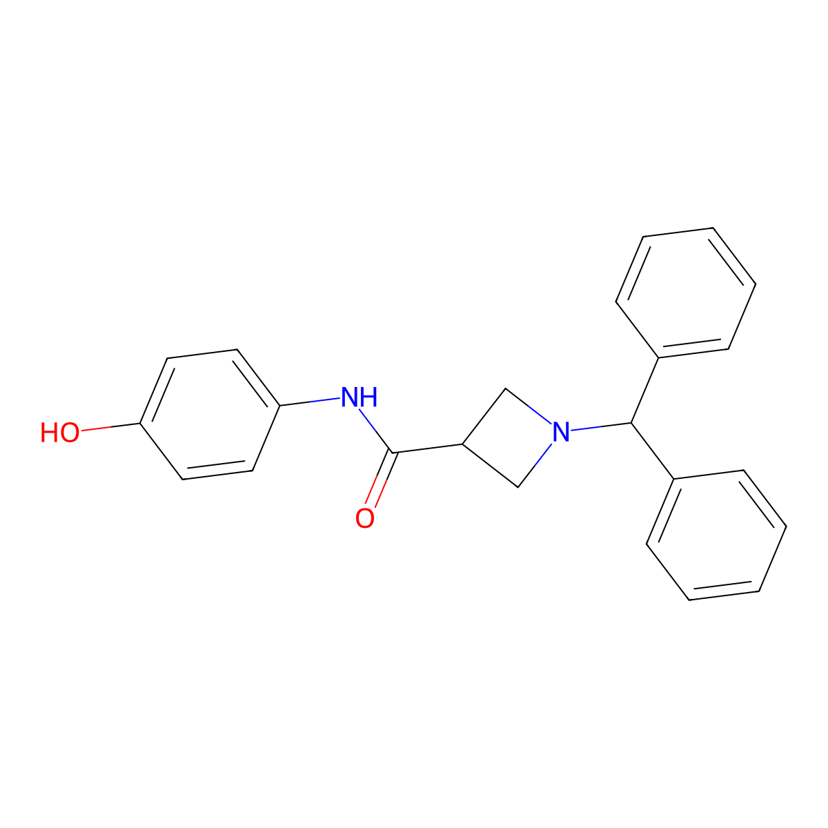 1-(diphenylmethyl)-N-(4-hydroxyphenyl)azetidine-3-carboxamide molecular structure, CAS 1081132-57-1