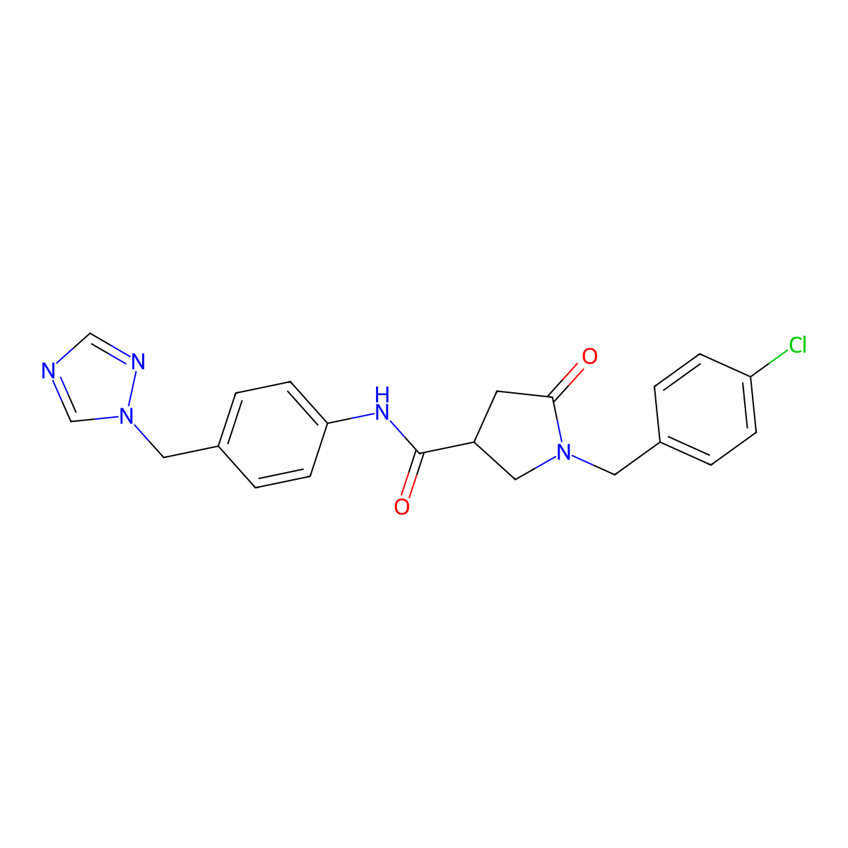 1-(4-chlorobenzyl)-5-oxo-N-[4-(1H-1,2,4-triazol-1-ylmethyl)phenyl]pyrrolidine-3-carboxamide molecular structure, CAS 1081132-82-2