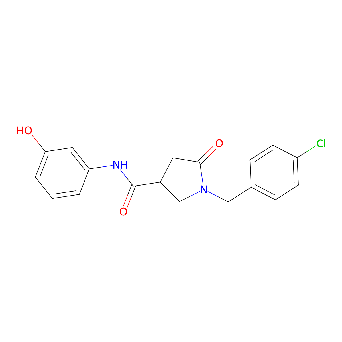 1-(4-chlorobenzyl)-N-(3-hydroxyphenyl)-5-oxopyrrolidine-3-carboxamide molecular structure, CAS 1081132-83-3