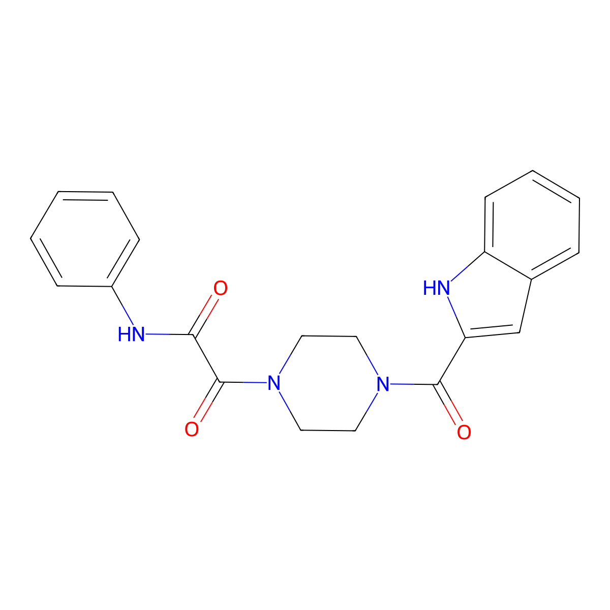 2-[4-(1H-indol-2-ylcarbonyl)piperazin-1-yl]-2-oxo-N-phenylacetamide molecular structure, CAS 1081132-86-6