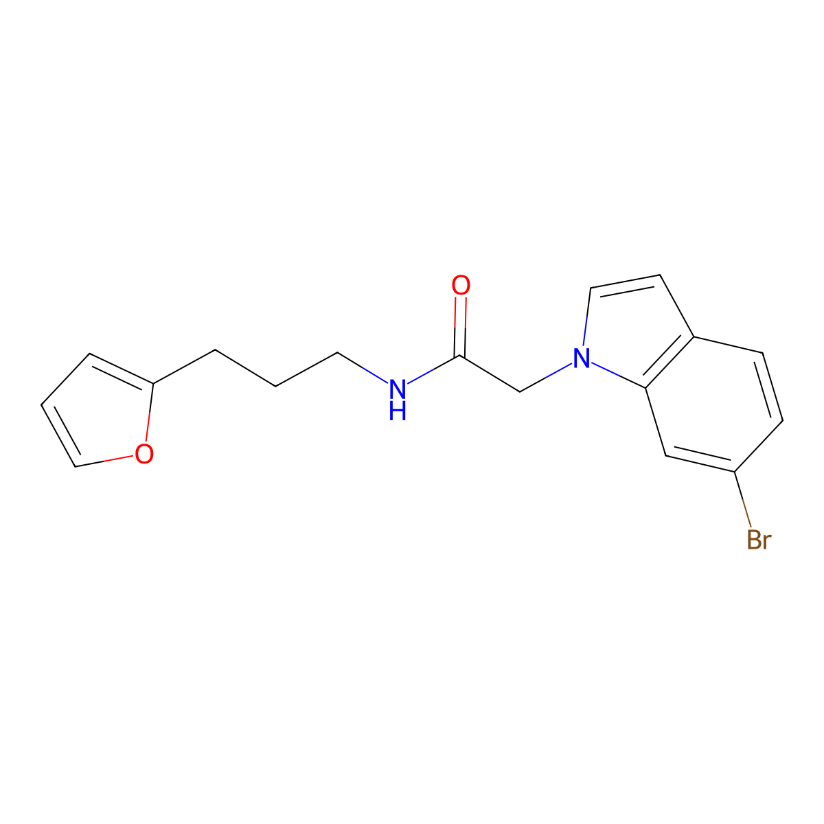 2-(6-bromo-1H-indol-1-yl)-N-[3-(2-furyl)propyl]acetamide molecular structure, CAS 1081132-87-7
