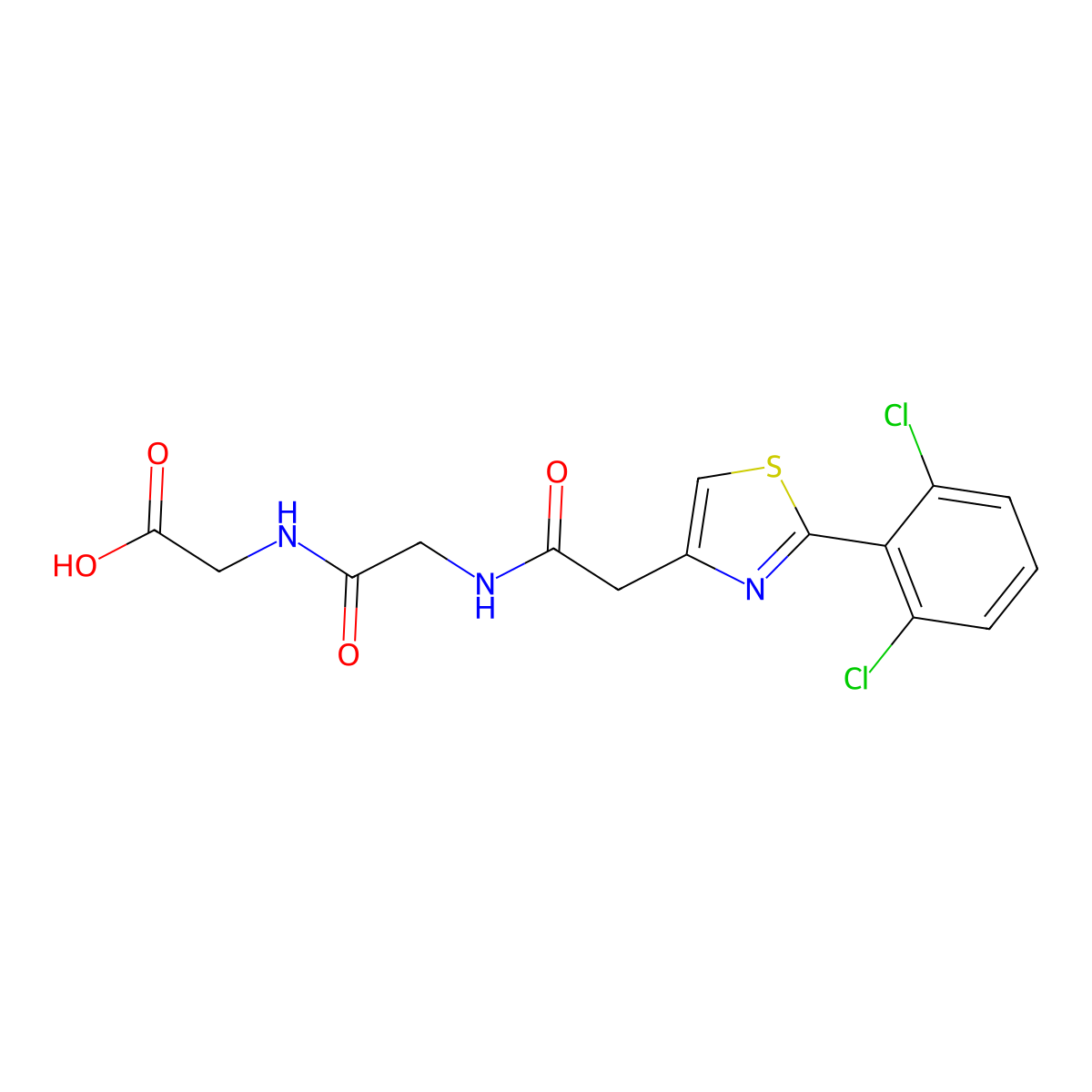 N-{[2-(2,6-dichlorophenyl)-1,3-thiazol-4-yl]acetyl}glycylglycine molecular structure, CAS 1081132-89-9