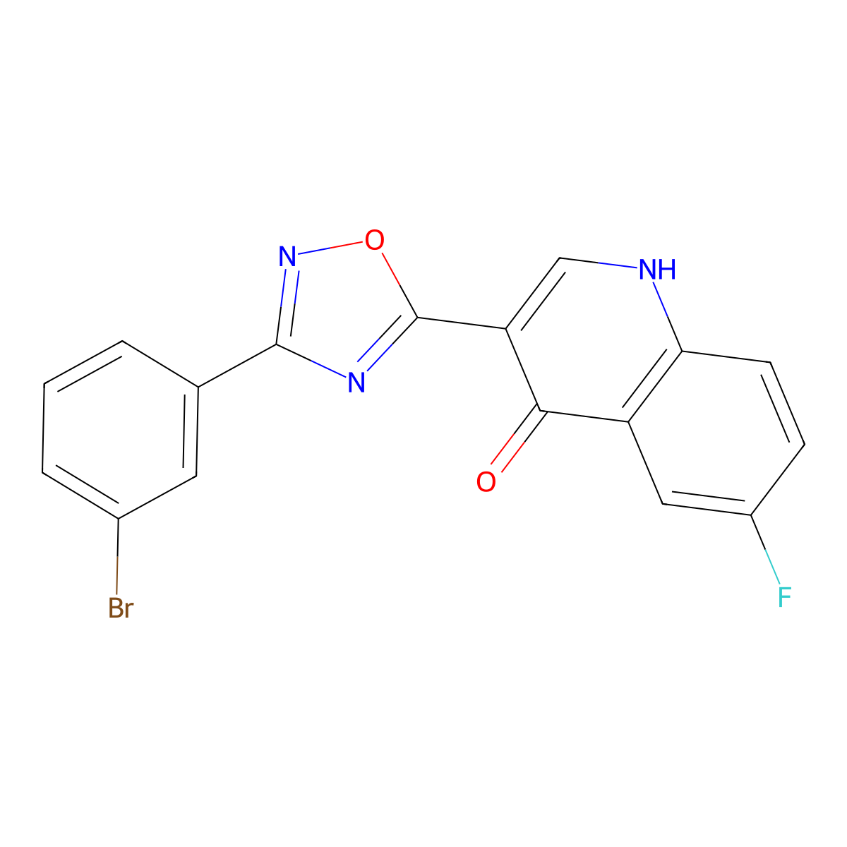 3-(3-(3-bromophenyl)-1,2,4-oxadiazol-5-yl)-6-fluoroquinolin-4(1H)-one molecular structure, CAS 1081133-00-7