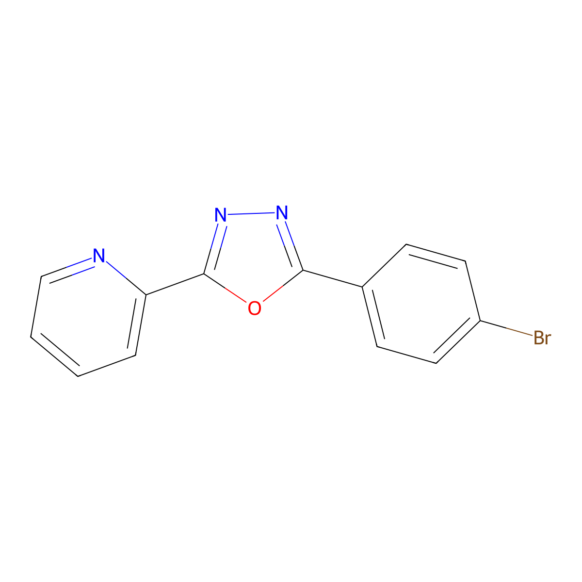 2-(4-Bromophenyl)-5-(pyridin-2-yl)-1,3,4-oxadiazole molecular structure, CAS 1081133-08-5