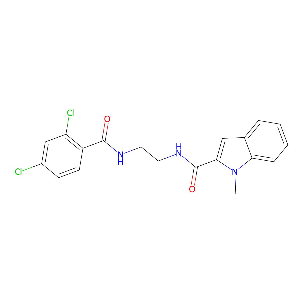 N-(2-{[(2,4-dichlorophenyl)carbonyl]amino}ethyl)-1-methyl-1H-indole-2-carboxamide molecular structure, CAS 1081133-09-6