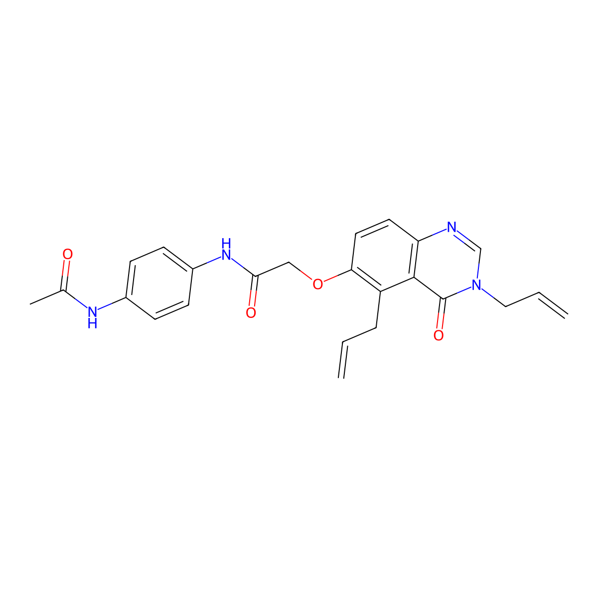N-[4-(acetylamino)phenyl]-2-{[4-oxo-3,5-di(prop-2-en-1-yl)-3,4-dihydroquinazolin-6-yl]oxy}acetamide molecular structure, CAS 1081133-12-1