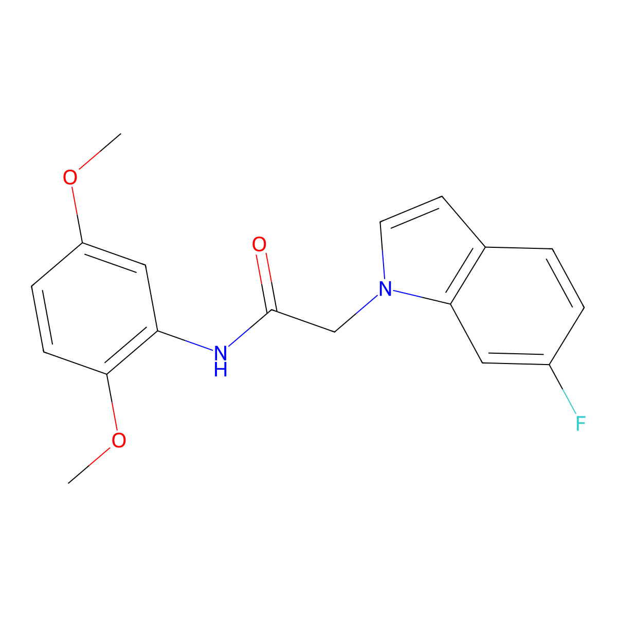 N-(2,5-dimethoxyphenyl)-2-(6-fluoro-1H-indol-1-yl)acetamide molecular structure, CAS 1081133-25-6