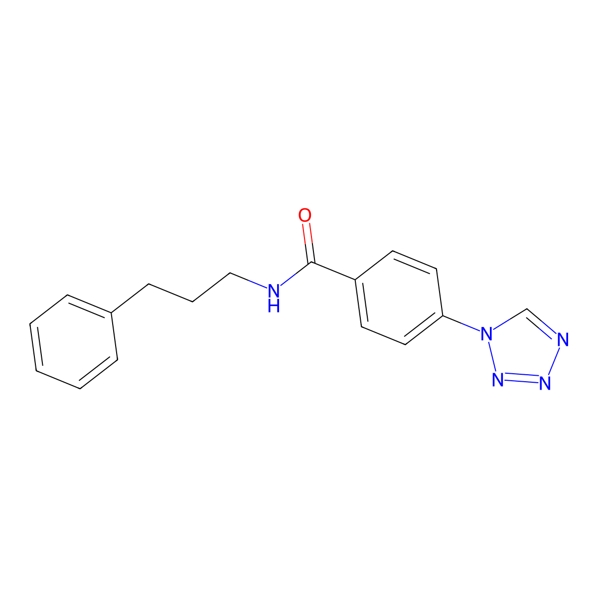 N-(3-phenylpropyl)-4-(1H-tetrazol-1-yl)benzamide molecular structure, CAS 1081133-55-2