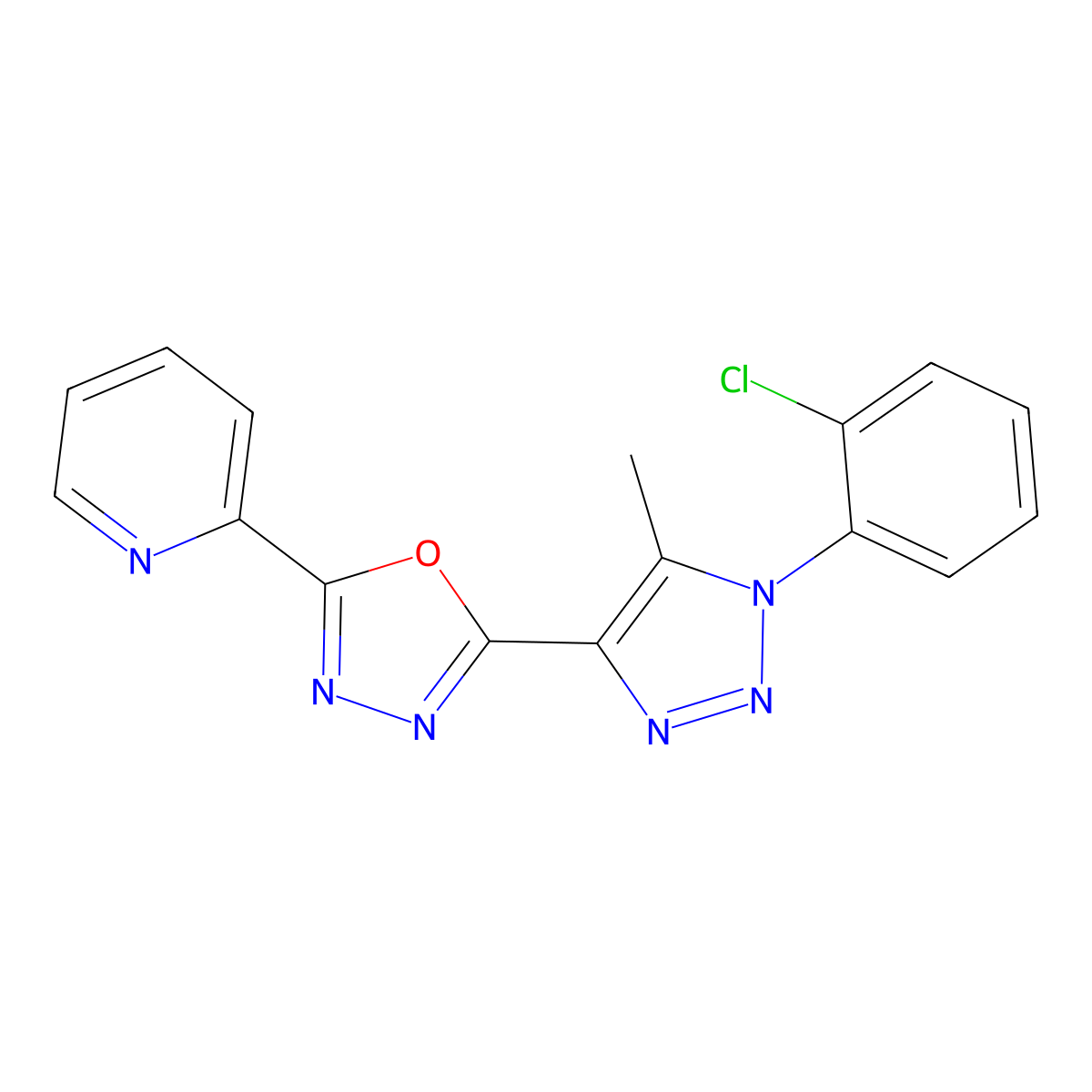 2-(1-(2-chlorophenyl)-5-methyl-1H-1,2,3-triazol-4-yl)-5-(pyridin-2-yl)-1,3,4-oxadiazole molecular structure, CAS 1081133-76-7