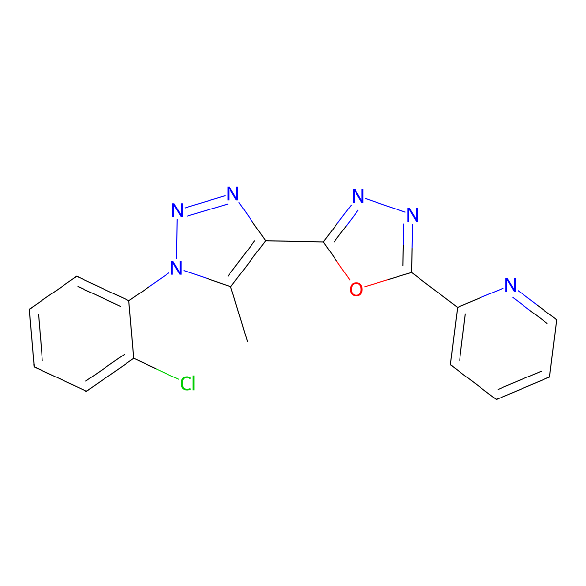 2-(1-(2-chlorophenyl)-5-methyl-1H-1,2,3-triazol-4-yl)-5-(pyridin-2-yl)-1,3,4-oxadiazole molecular structure, CAS 1081133-76-7