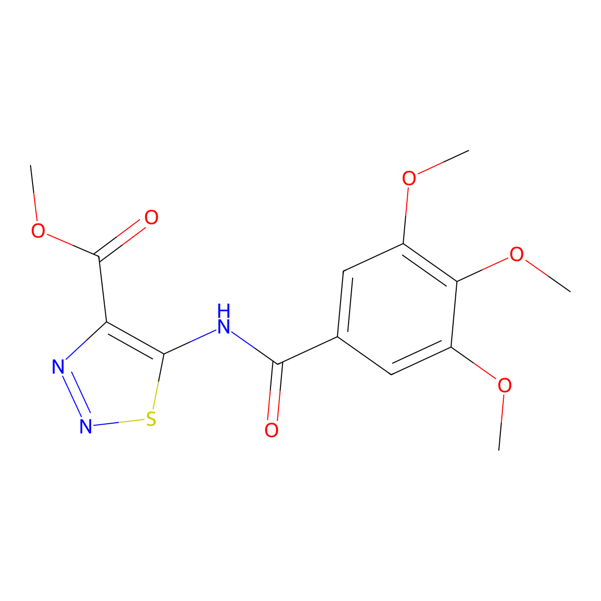 Methyl 5-{[(3,4,5-trimethoxyphenyl)carbonyl]amino}-1,2,3-thiadiazole-4-carboxylate molecular structure, CAS 1081133-79-0