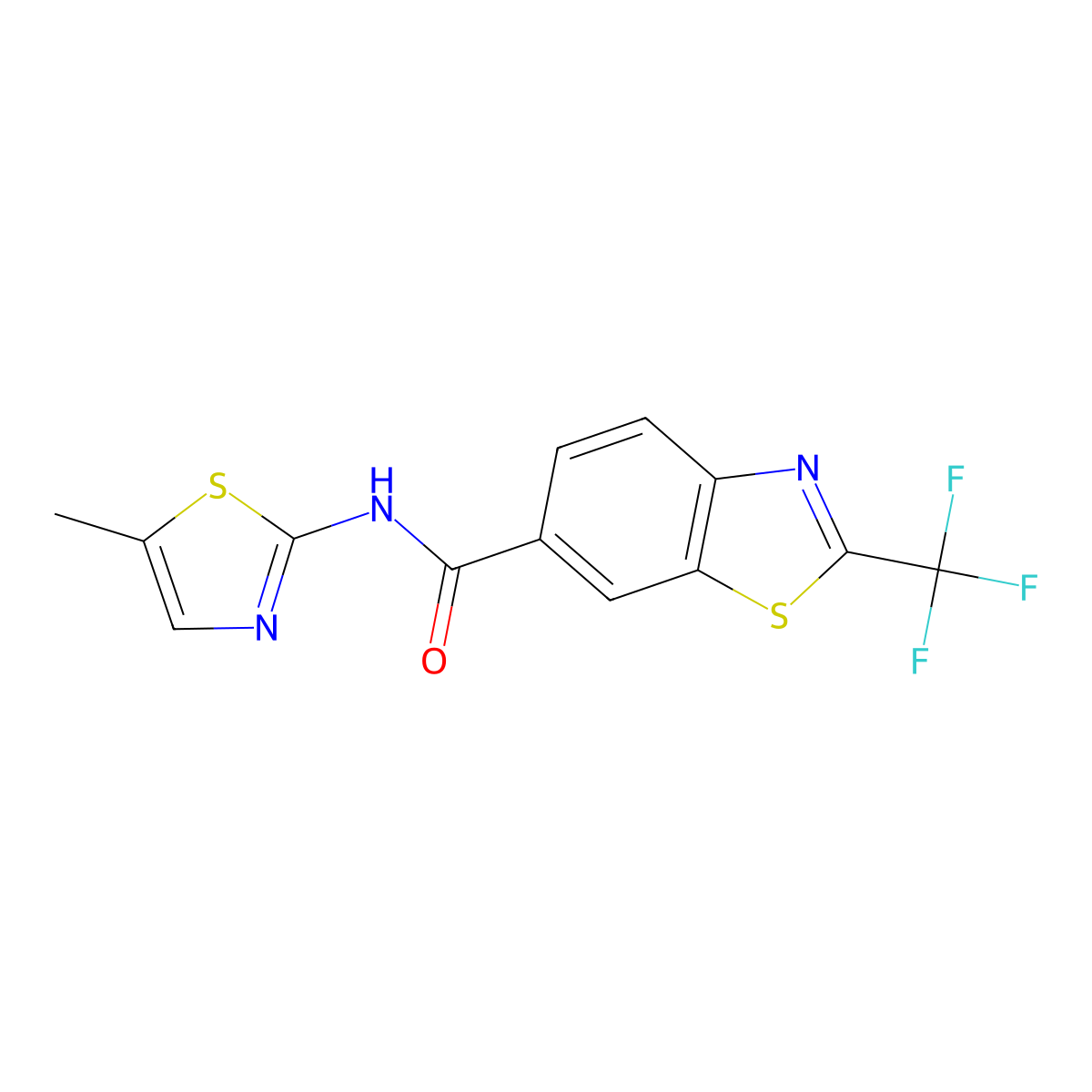 N-(5-methyl-1,3-thiazol-2-yl)-2-(trifluoromethyl)-1,3-benzothiazole-6-carboxamide molecular structure, CAS 1081134-33-9