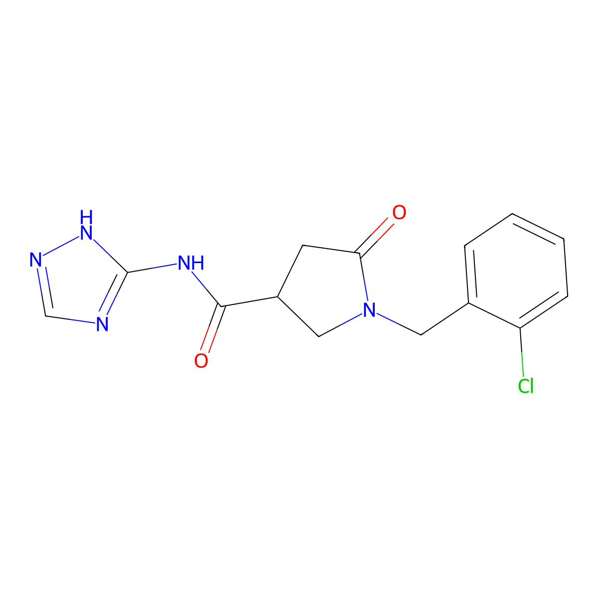 1-(2-chlorobenzyl)-5-oxo-N-(4H-1,2,4-triazol-3-yl)pyrrolidine-3-carboxamide molecular structure, CAS 1081134-44-2