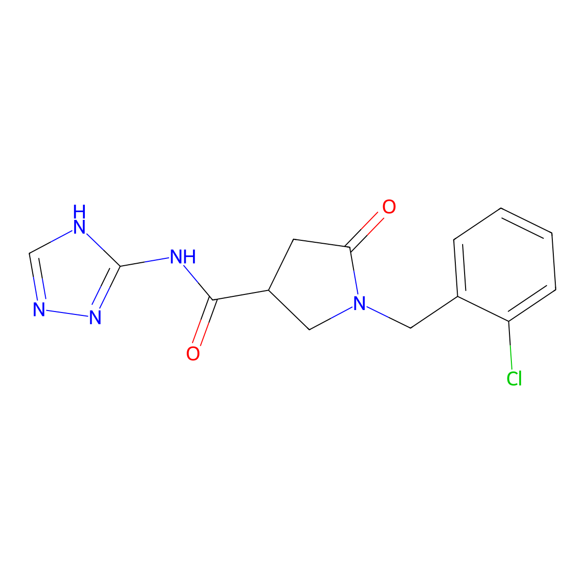 1-(2-chlorobenzyl)-5-oxo-N-(4H-1,2,4-triazol-3-yl)pyrrolidine-3-carboxamide molecular structure, CAS 1081134-44-2