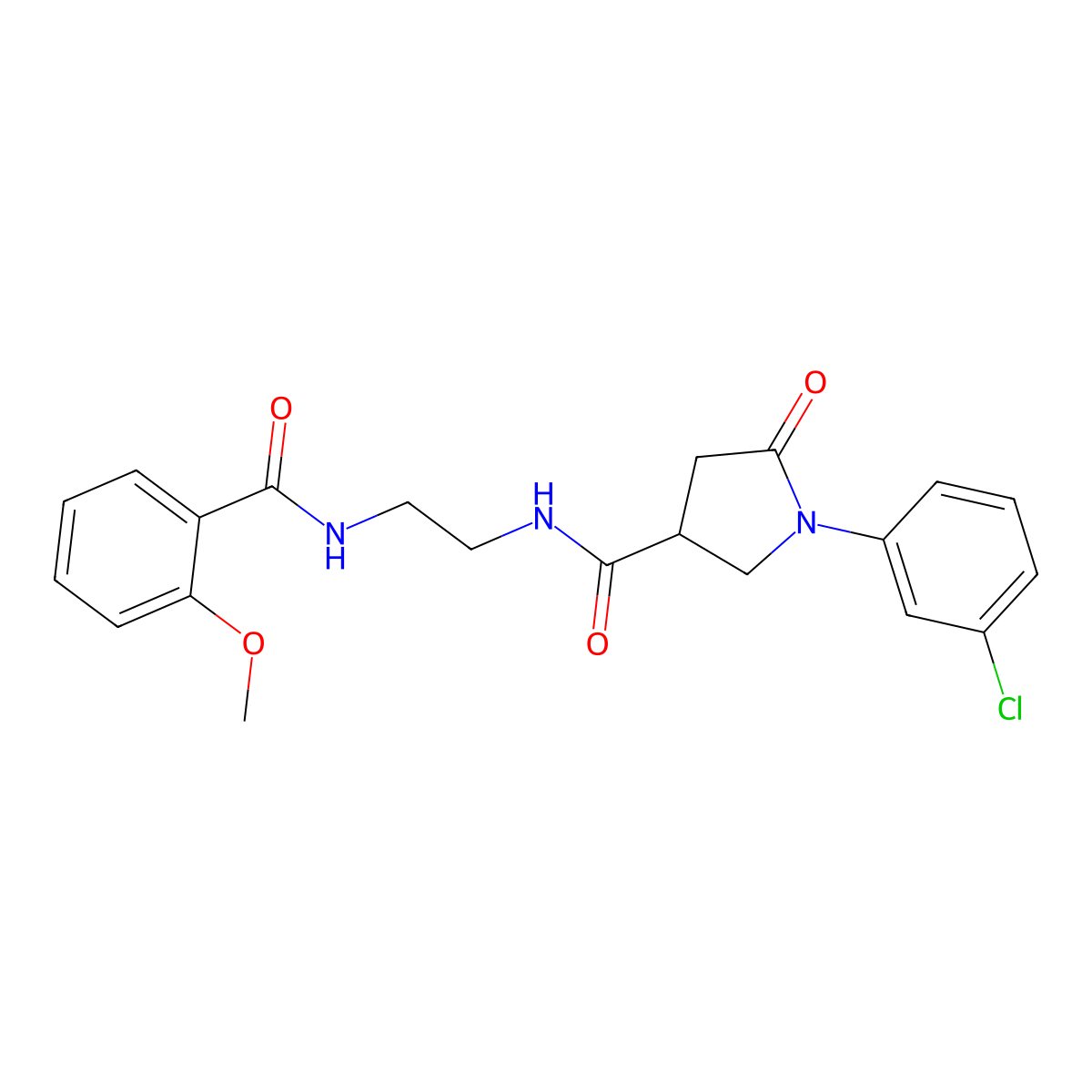 1-(3-chlorophenyl)-N-(2-{[(2-methoxyphenyl)carbonyl]amino}ethyl)-5-oxopyrrolidine-3-carboxamide molecular structure, CAS 1081134-49-7