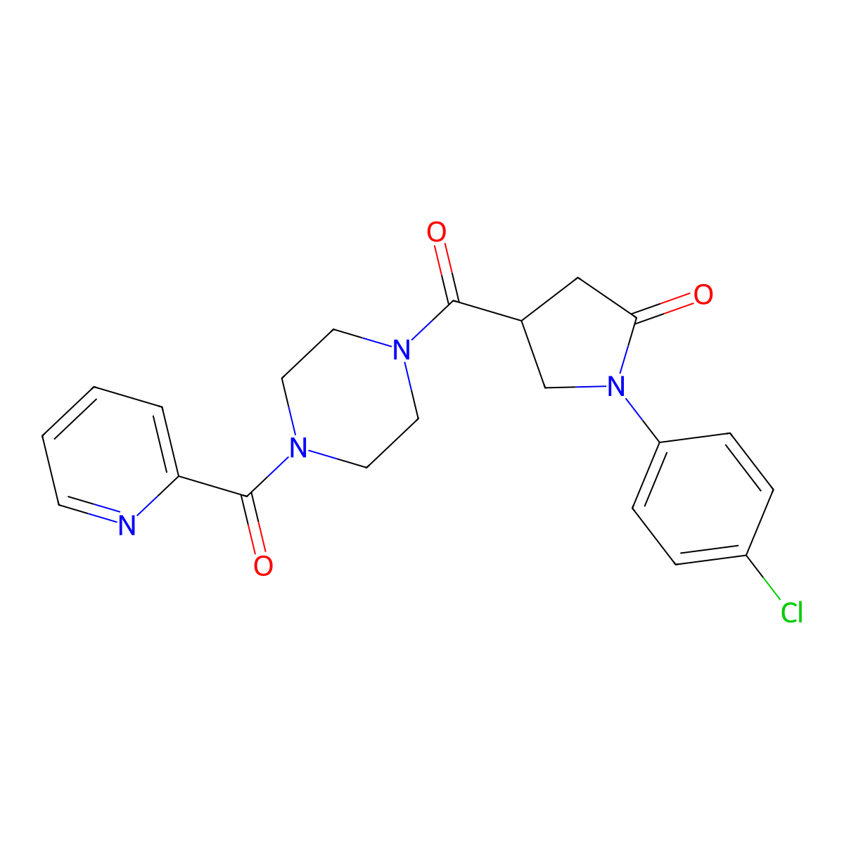 1-(4-Chlorophenyl)-4-{[4-(pyridin-2-ylcarbonyl)piperazin-1-yl]carbonyl}pyrrolidin-2-one molecular structure, CAS 1081134-61-3