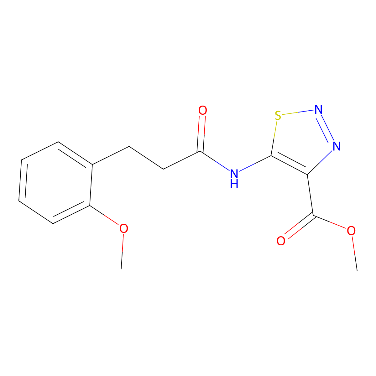 Methyl 5-{[3-(2-methoxyphenyl)propanoyl]amino}-1,2,3-thiadiazole-4-carboxylate molecular structure, CAS 1081134-62-4
