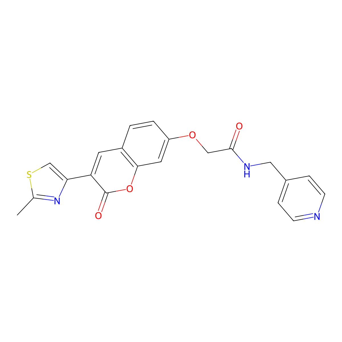 2-{[3-(2-methyl-1,3-thiazol-4-yl)-2-oxo-2H-chromen-7-yl]oxy}-N-(pyridin-4-ylmethyl)acetamide molecular structure, CAS 1081134-69-1