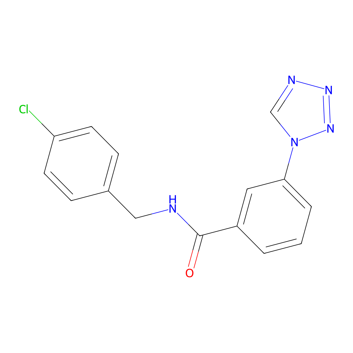 N-(4-chlorobenzyl)-3-(1H-tetrazol-1-yl)benzamide molecular structure, CAS 1081134-87-3