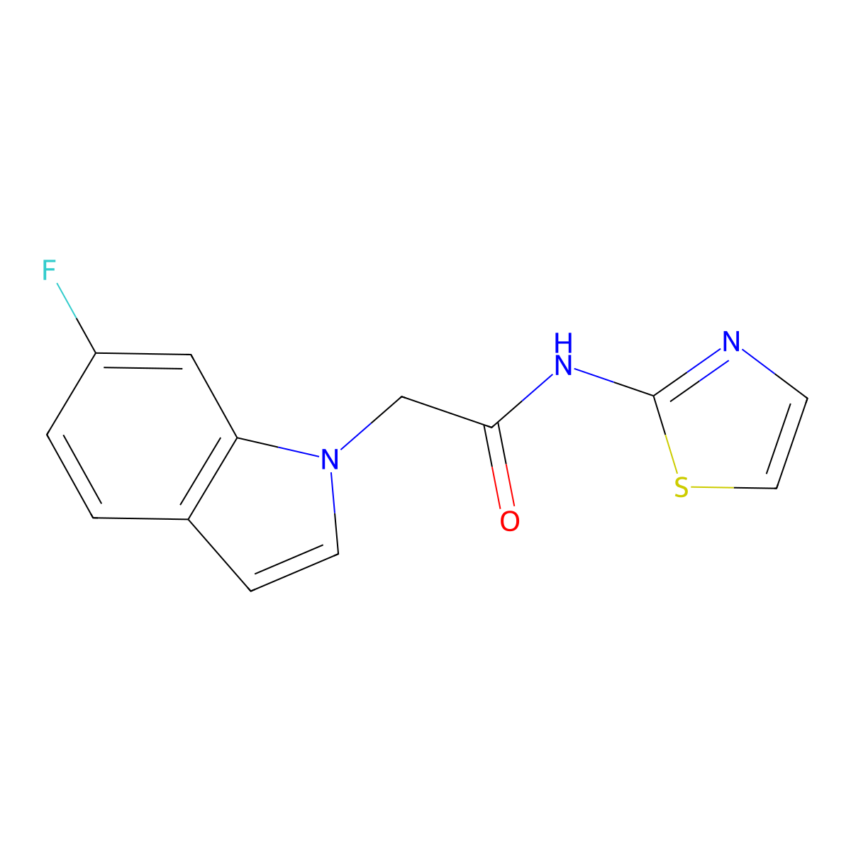 2-(6-fluoro-1H-indol-1-yl)-N-1,3-thiazol-2-ylacetamide molecular structure, CAS 1081134-96-4