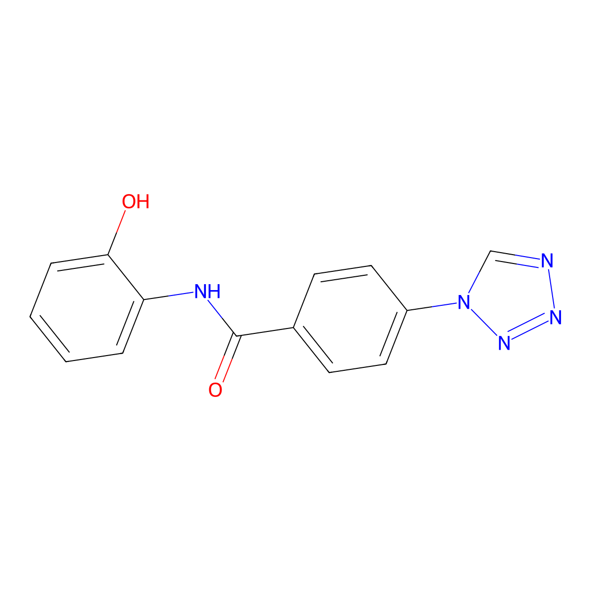 N-(2-hydroxyphenyl)-4-(1H-tetrazol-1-yl)benzamide molecular structure, CAS 1081135-07-0