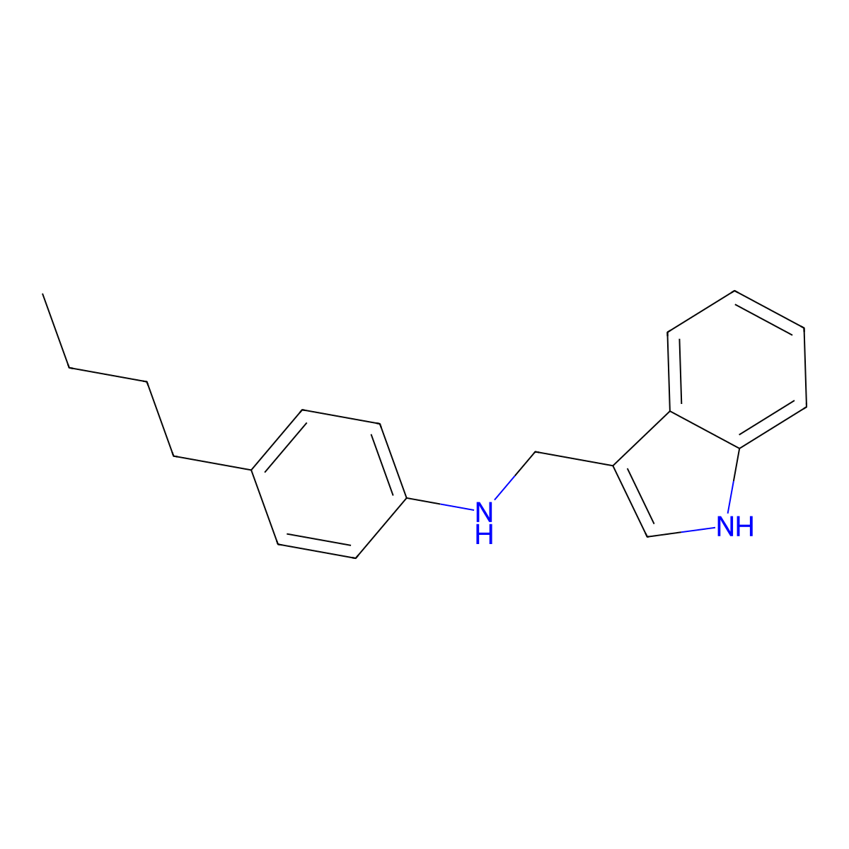 N-((1H-indol-3-yl)methyl)-4-butylaniline molecular structure, CAS 1081135-30-9