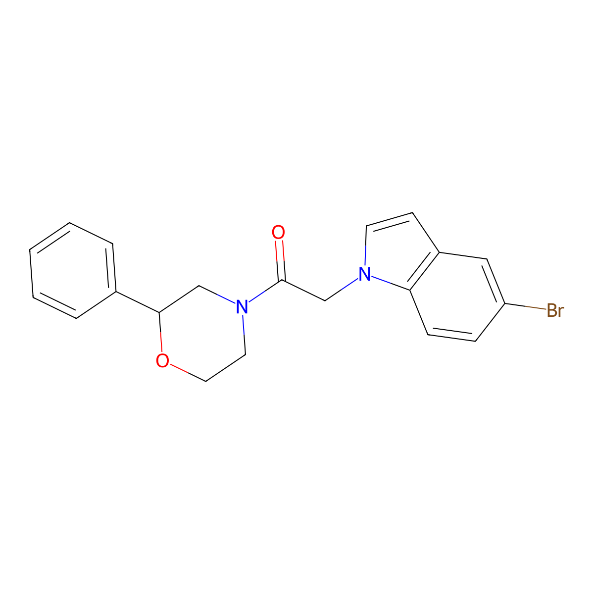 2-(5-bromo-1H-indol-1-yl)-1-(2-phenylmorpholin-4-yl)ethanone molecular structure, CAS 1081135-52-5
